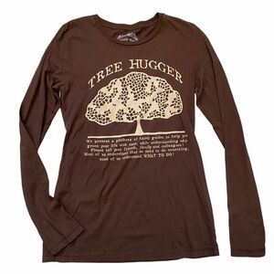 Dorothy Blue Long Sleeve Round Neck Brown Tree Hugger Graphic Sz Large